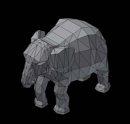 A 3D Inventor model of a one piece elephant made out of granite
