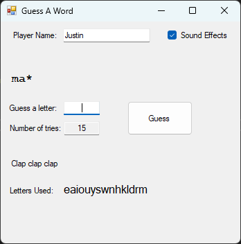 Guess A Word My First C# Word Guessing Game
