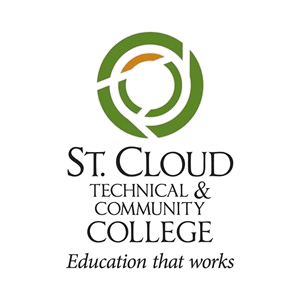 Saint Cloud Technical and Community College logo with green and orange cyclone design